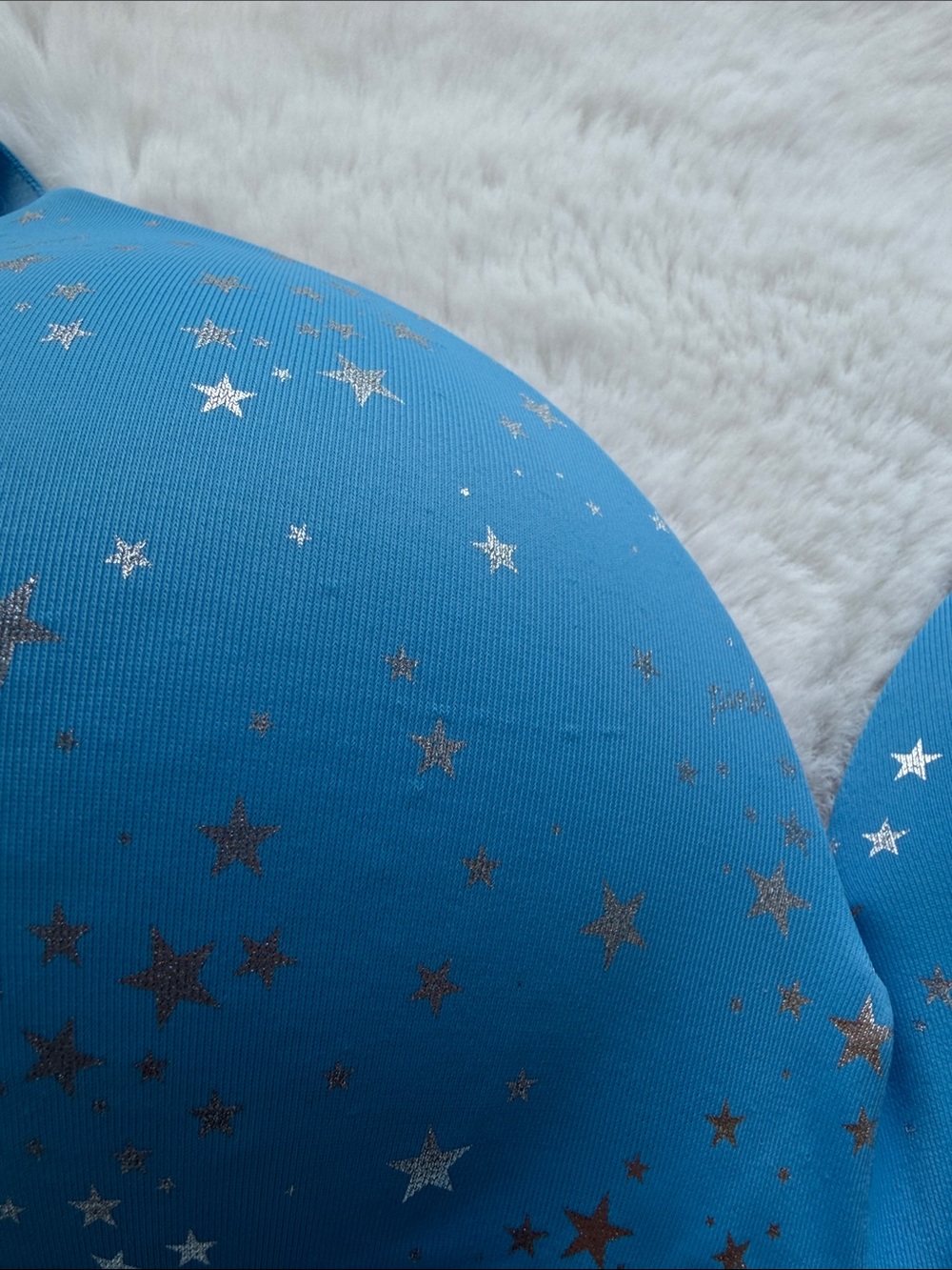 PINK Victoria's Secret Bright Blue Star-Print Wireless Bra size 32DD - Picture 4 of 12